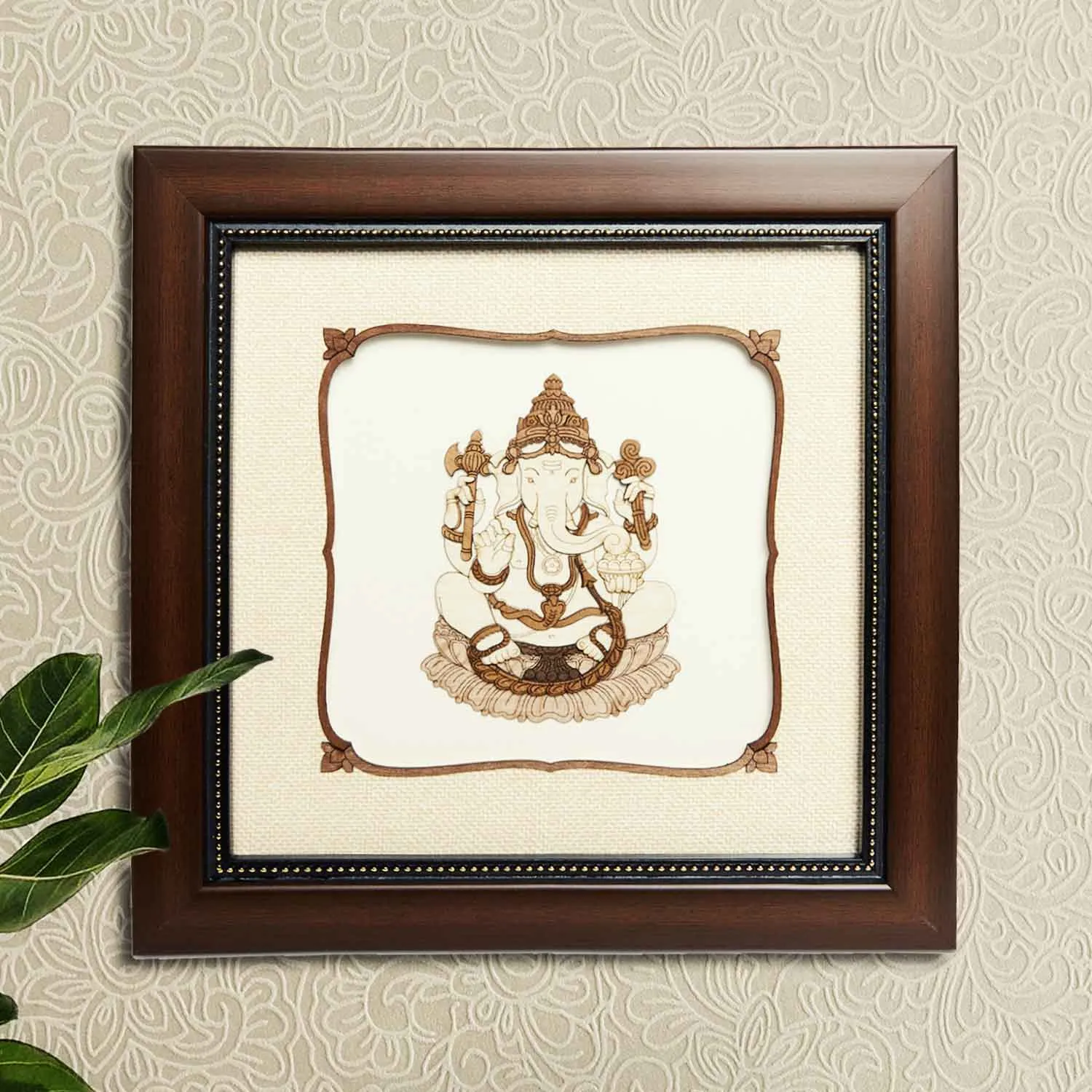 Decorative Ganesha Wood Art Frame 8 in x 8 in