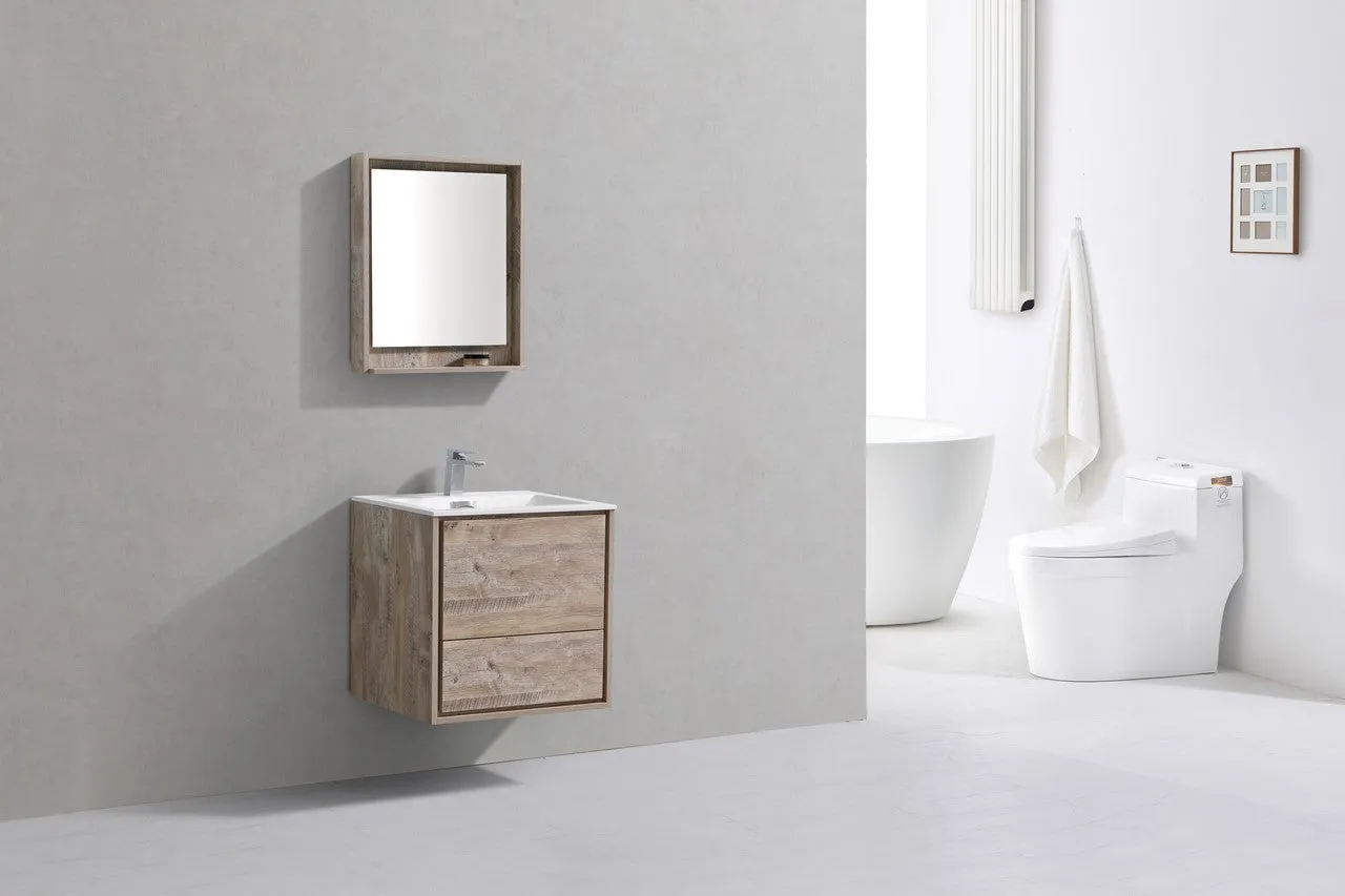 DeLusso 24" Nature Wood Wall Mount Modern Bathroom Vanity