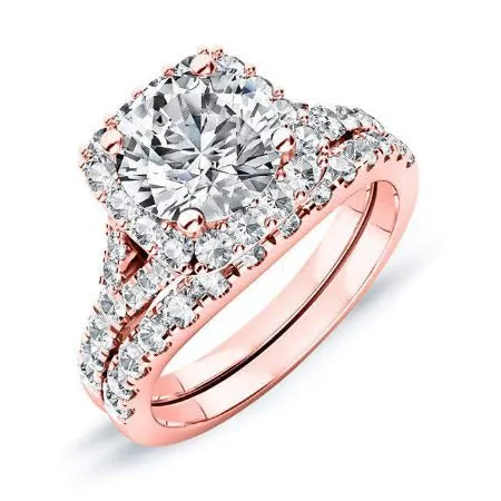 Desert Rose - GIA Natural Round Diamond Bridal Set
