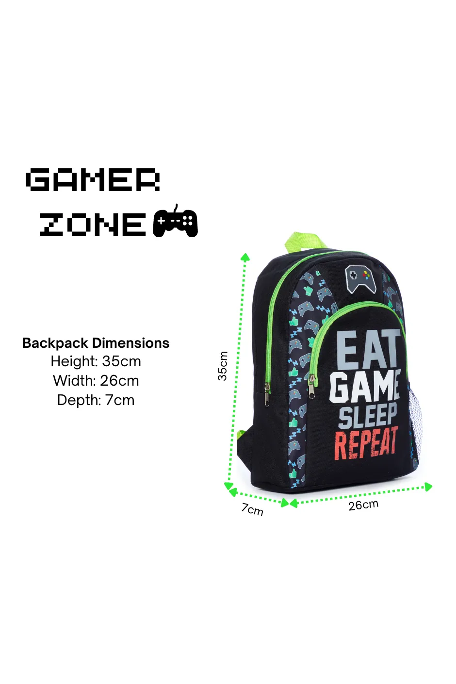 Eat Game Sleep School Bag, Kids Boys Gamer Backpack
