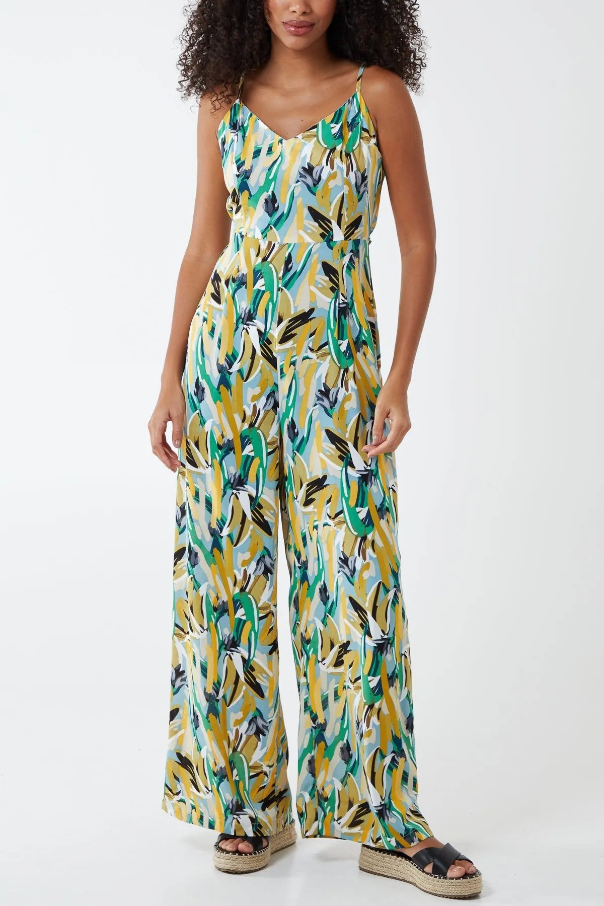 Evergreen Print Cami Jumpsuit