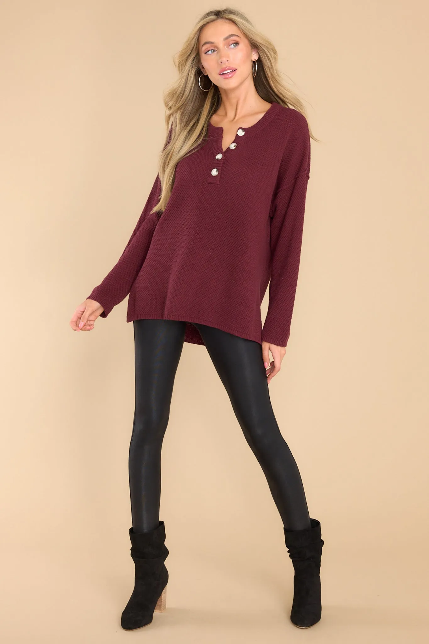 Fireside Chic Wine Sweater