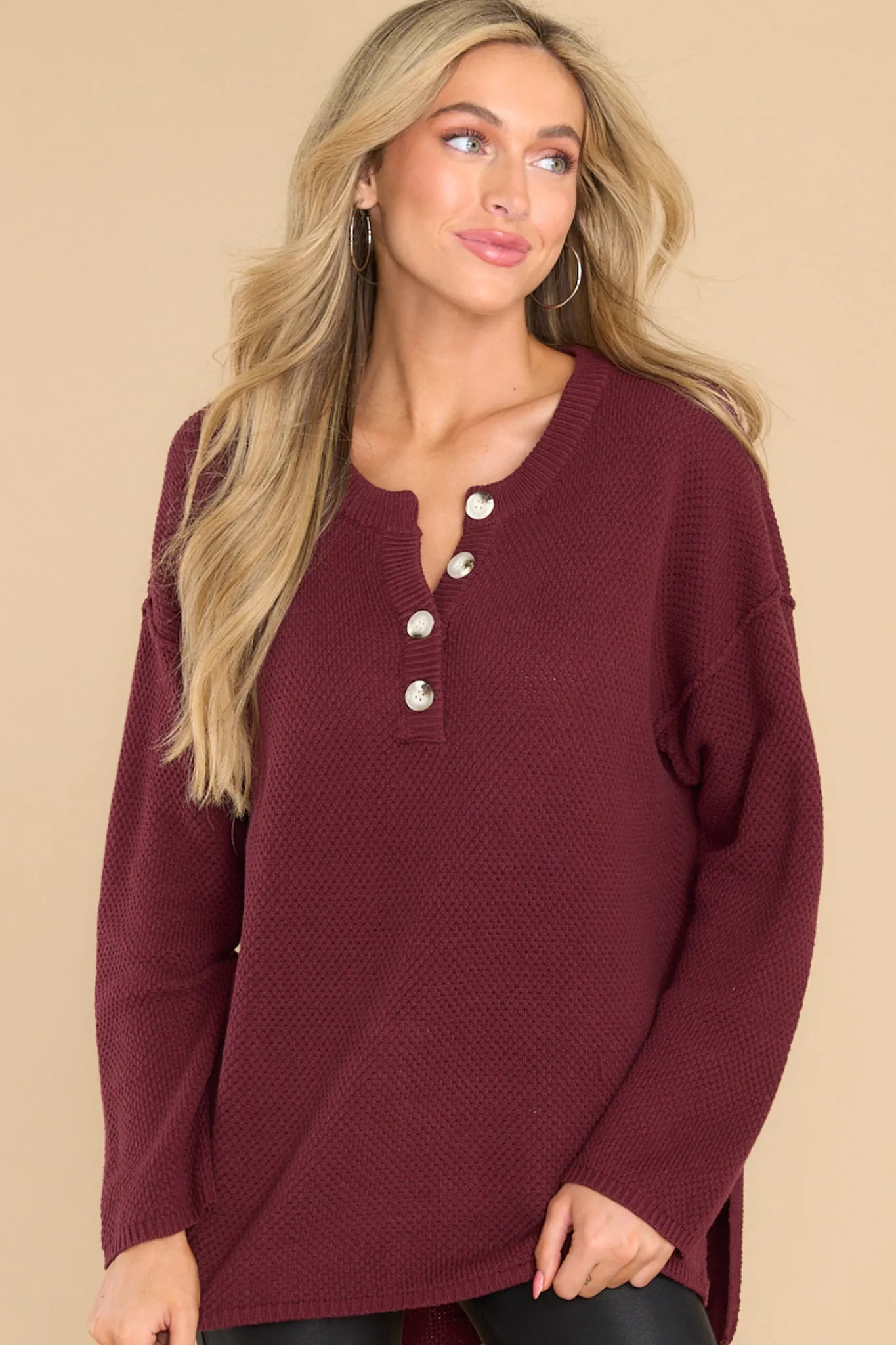 Fireside Chic Wine Sweater