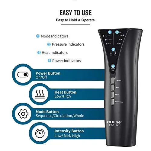 FIT KING Foot and Leg Massager for Circulation with Knee Heat with Hand-held Controller 3 Modes 3 Intensities FT-011A