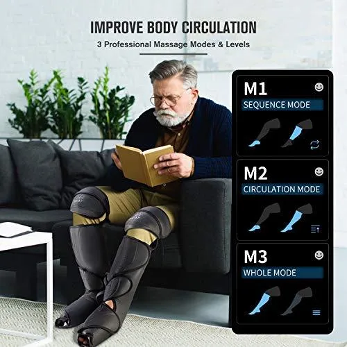 FIT KING Foot and Leg Massager for Circulation with Knee Heat with Hand-held Controller 3 Modes 3 Intensities FT-011A