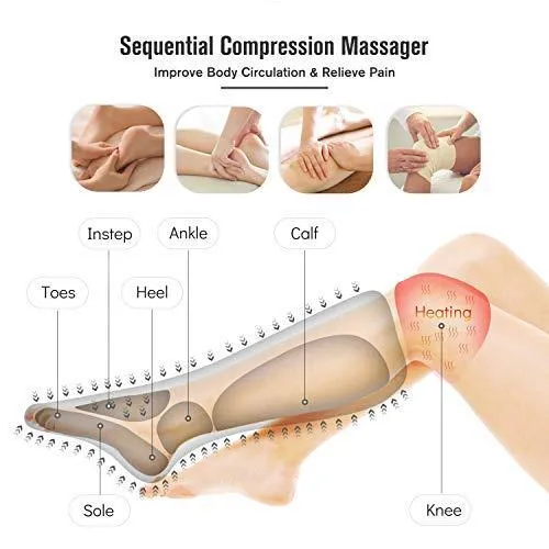 FIT KING Foot and Leg Massager for Circulation with Knee Heat with Hand-held Controller 3 Modes 3 Intensities FT-011A