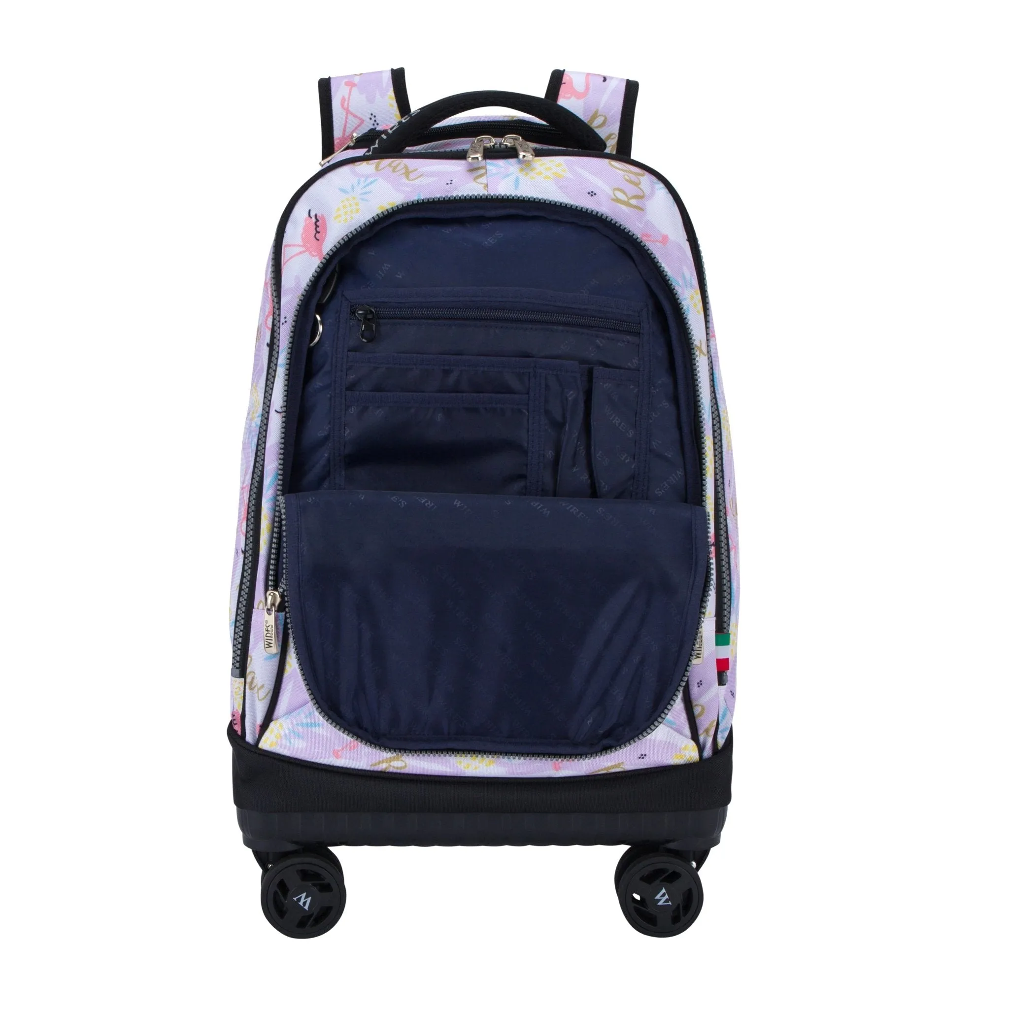 Flamingo 8-Wheels School Backpack Trolley Set (Lunch bag & Pencil Case)