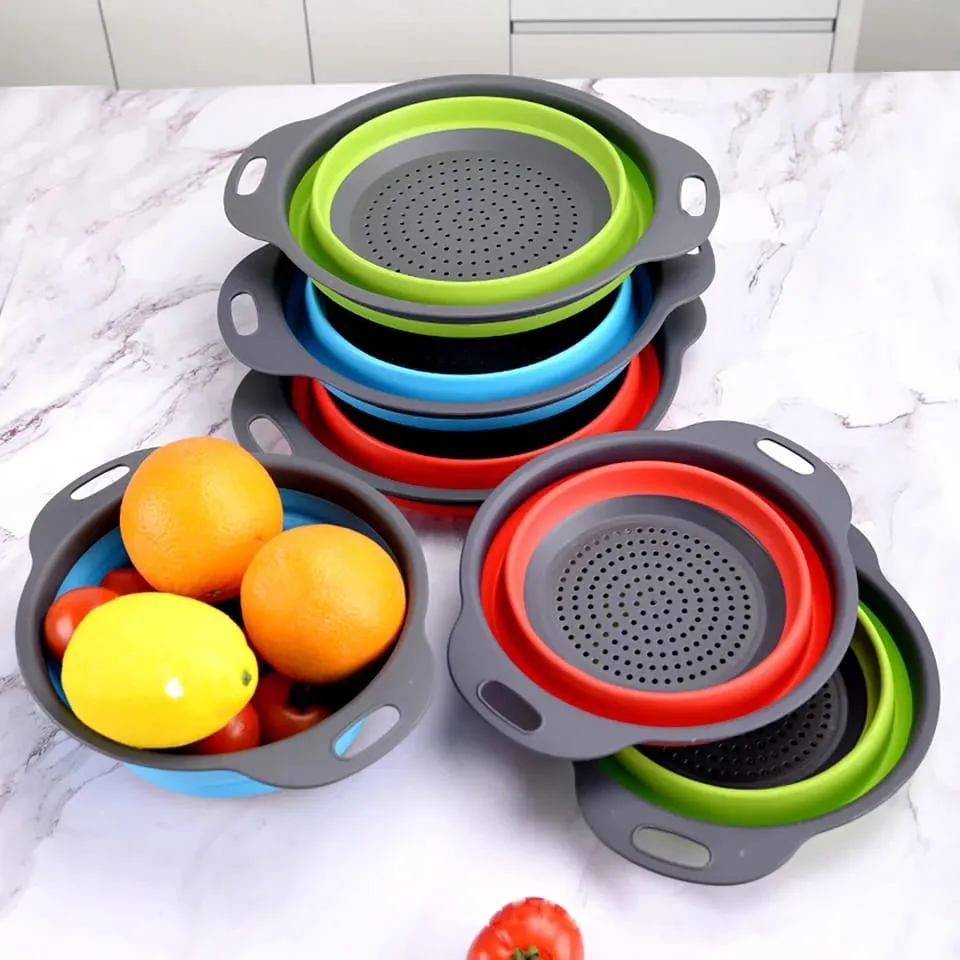 Foldable Silicone Drain Basket-Red(Large)