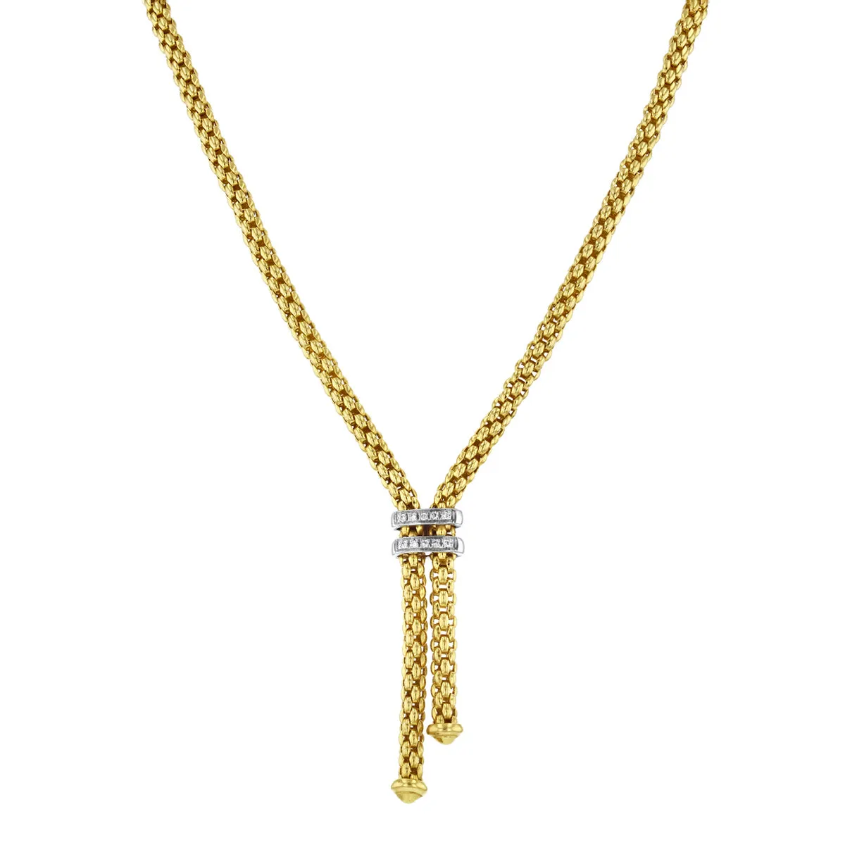 Fope 0.09ct Diamond 16.5" Maori Lariat Necklet | Pre-Loved Heavy Gold | 18K Yellow Gold