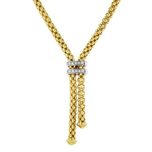 Fope 0.09ct Diamond 16.5" Maori Lariat Necklet | Pre-Loved Heavy Gold | 18K Yellow Gold
