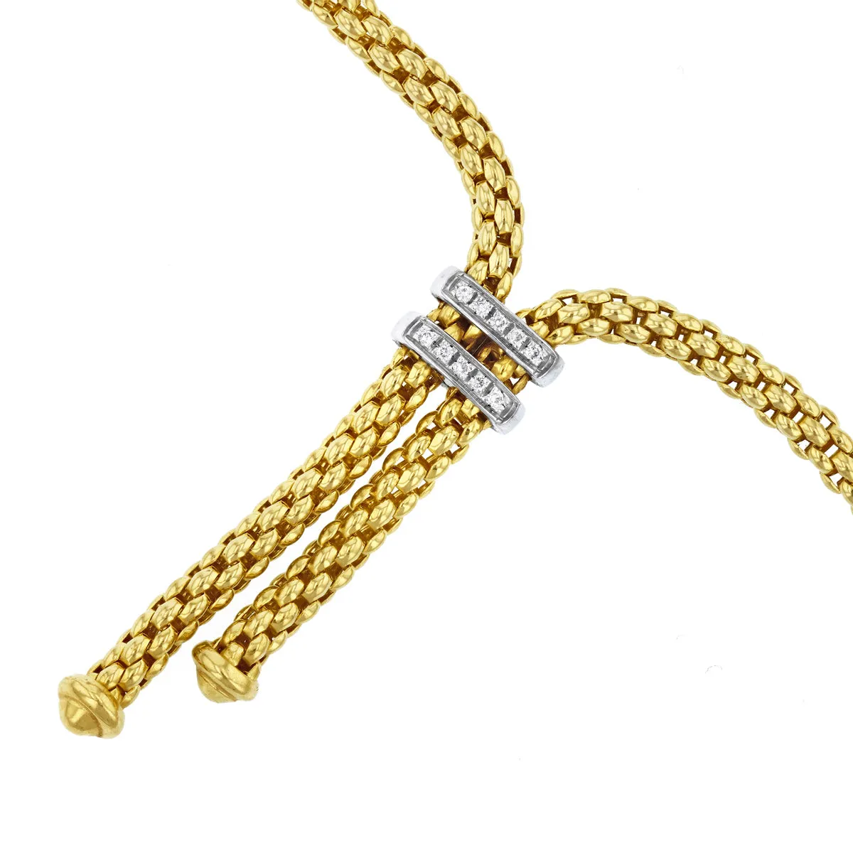 Fope 0.09ct Diamond 16.5" Maori Lariat Necklet | Pre-Loved Heavy Gold | 18K Yellow Gold