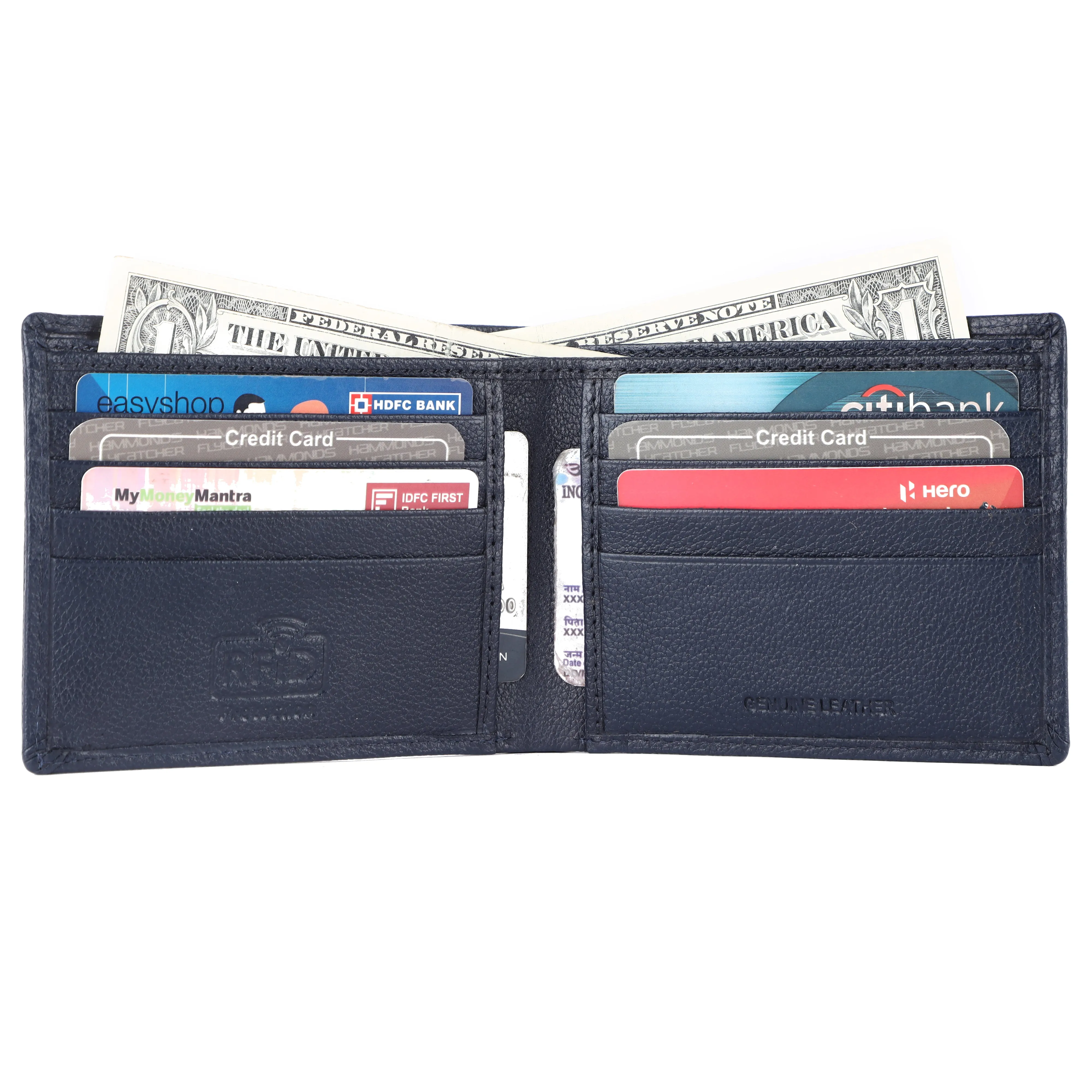 Genuine Napa Leather Bi-Fold Wallet for Men - RFID Protected - 6 Card Slots, 2 Hidden Pockets, 2 Currency Slots - Gift for Him