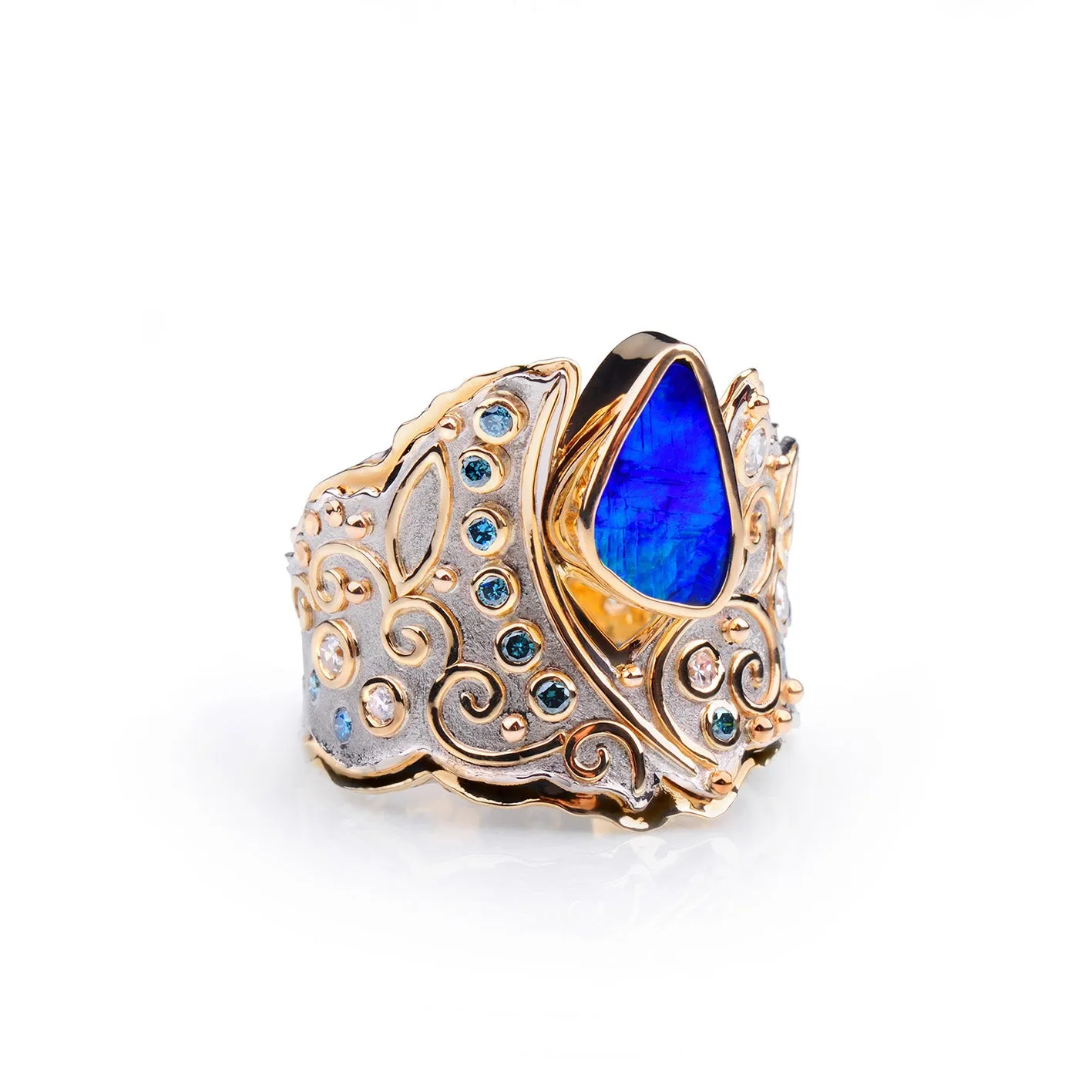 Golden Orchid Opal and Diamond Ring by Margisa