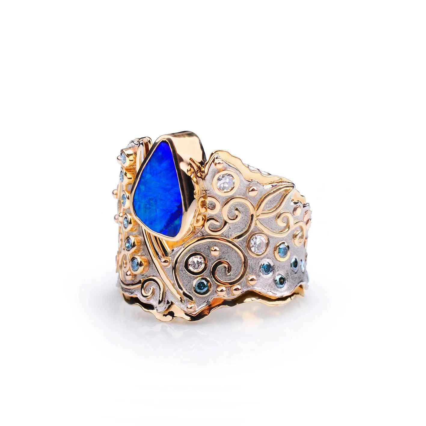 Golden Orchid Opal and Diamond Ring by Margisa