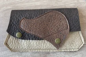 Handmade Brown Vegan Wallet – Unique Rauph Cut Design for Stylish Accessory