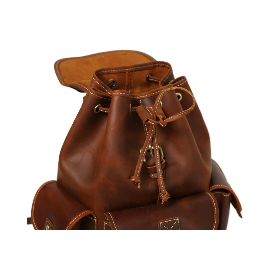 Handmade Leather Backpack School Backpack - Vintage Brown | Medium Size