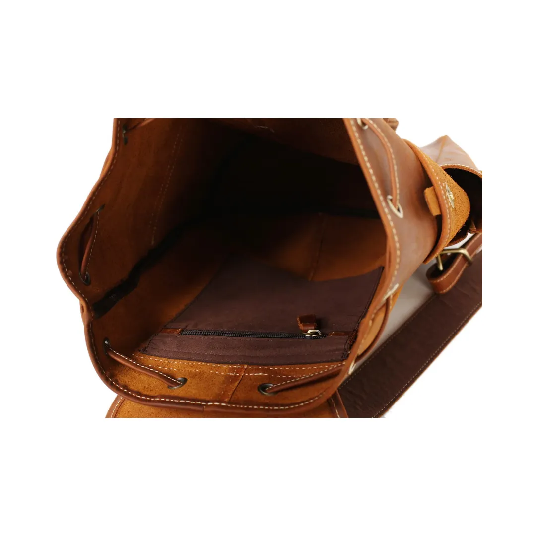 Handmade Leather Backpack School Backpack - Vintage Brown | Medium Size
