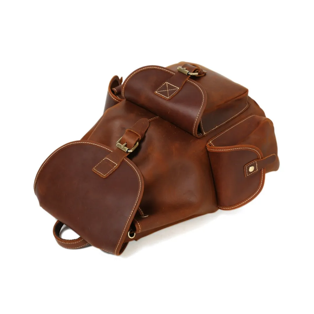 Handmade Leather Backpack School Backpack - Vintage Brown | Medium Size