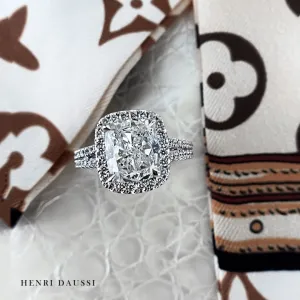 Henri Daussi Platinum Certified Diamond Engagement Ring With Cushion 4.97ct tw
