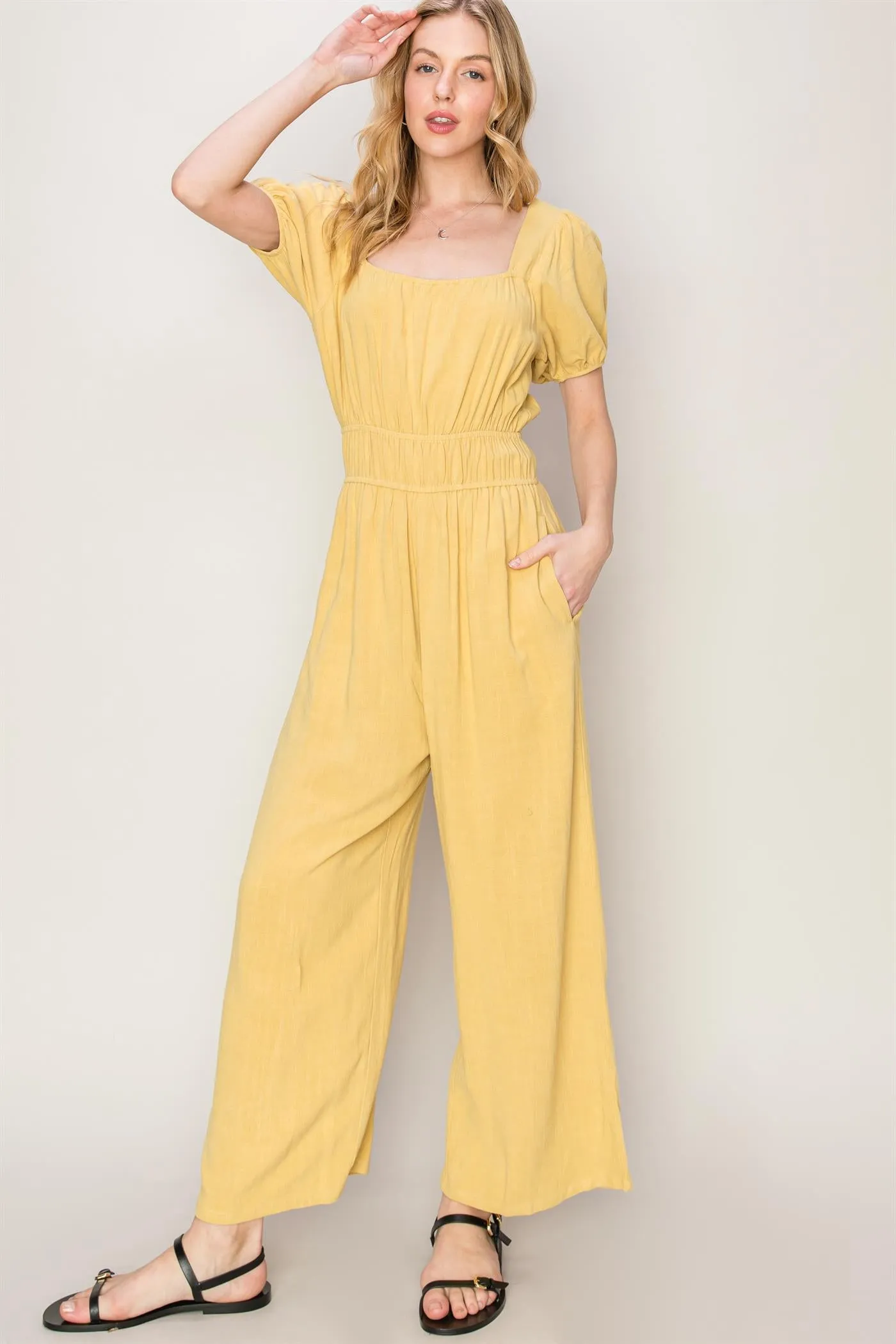 HF24A570-Never Forget Linen Blend Jumpsuit