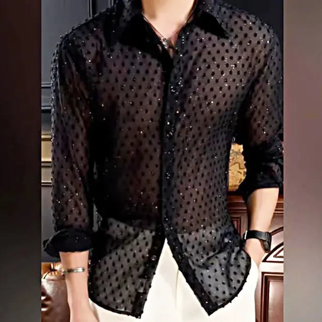Hollow Mesh Lace Shirt
