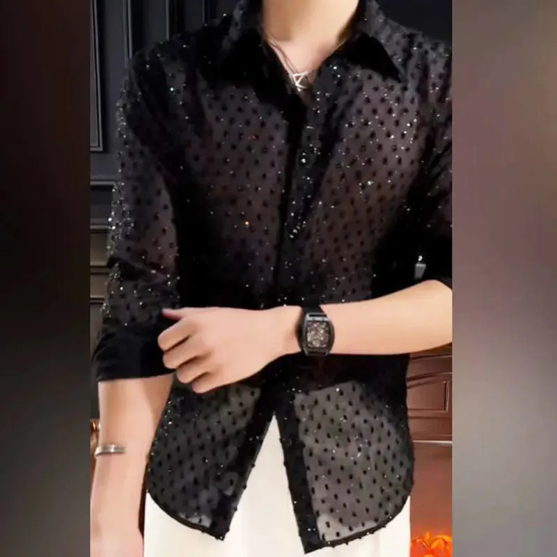 Hollow Mesh Lace Shirt
