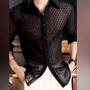 Hollow Mesh Lace Shirt