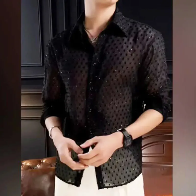 Hollow Mesh Lace Shirt