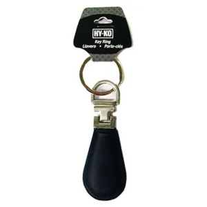 Hy-Ko KHO744 Leather Key Ring Chain, Silver & Black