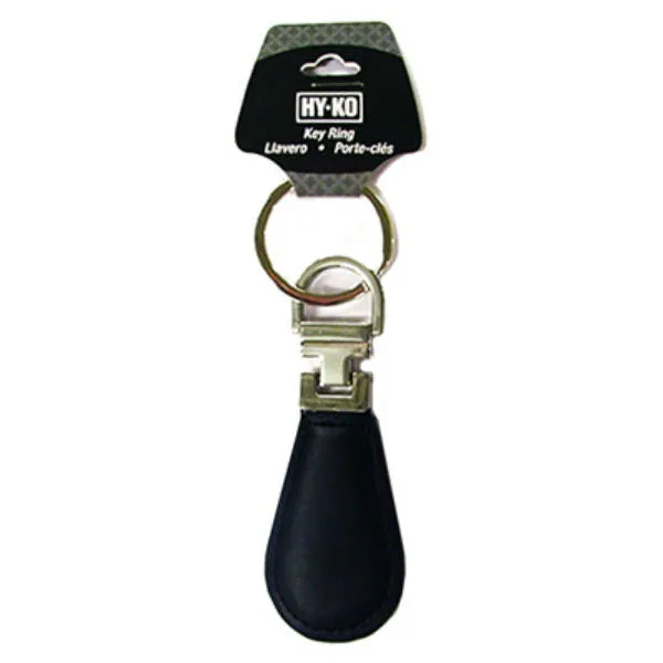 Hy-Ko KHO744 Leather Key Ring Chain, Silver & Black