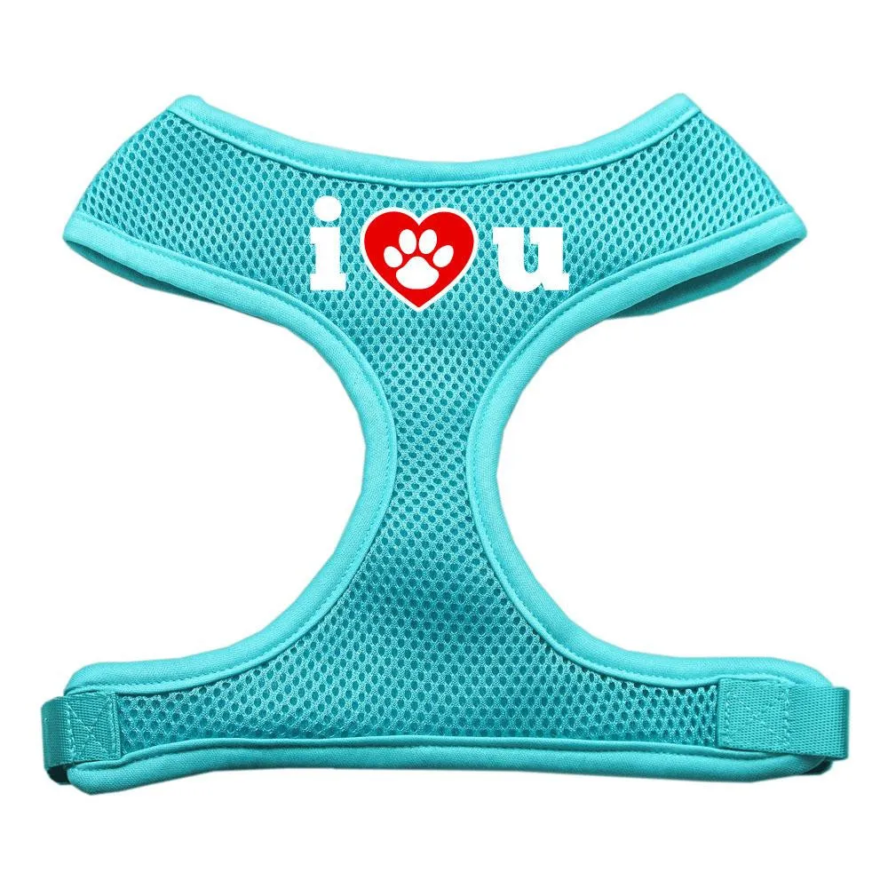 I Love U Soft Mesh Harnesses Aqua Large
