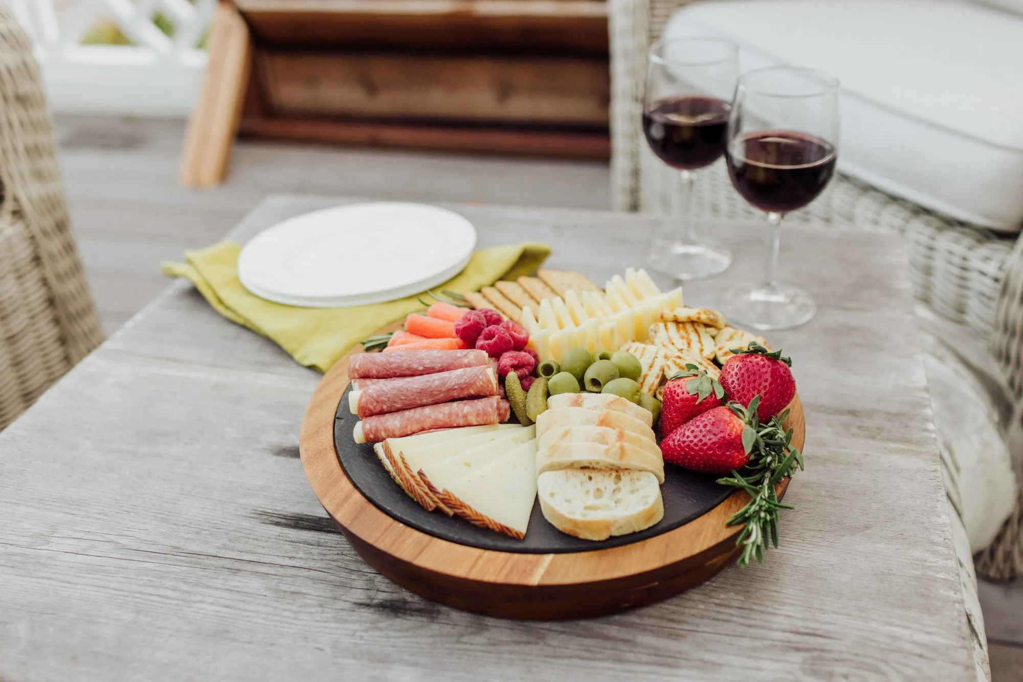Insignia Acacia and Slate Serving Board with Cheese Tools