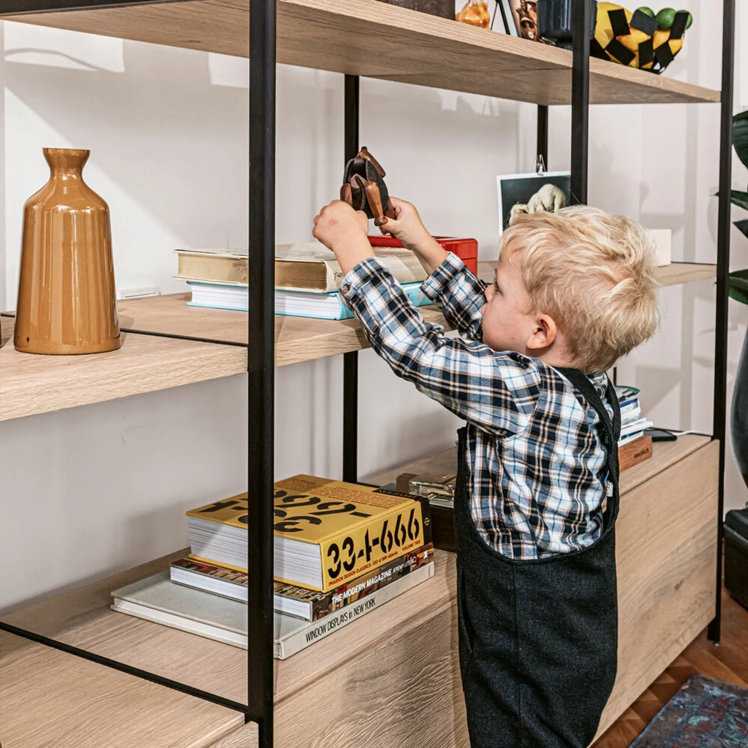janua | bc 06 room 68 shelving system | 4x5 grid oak   black