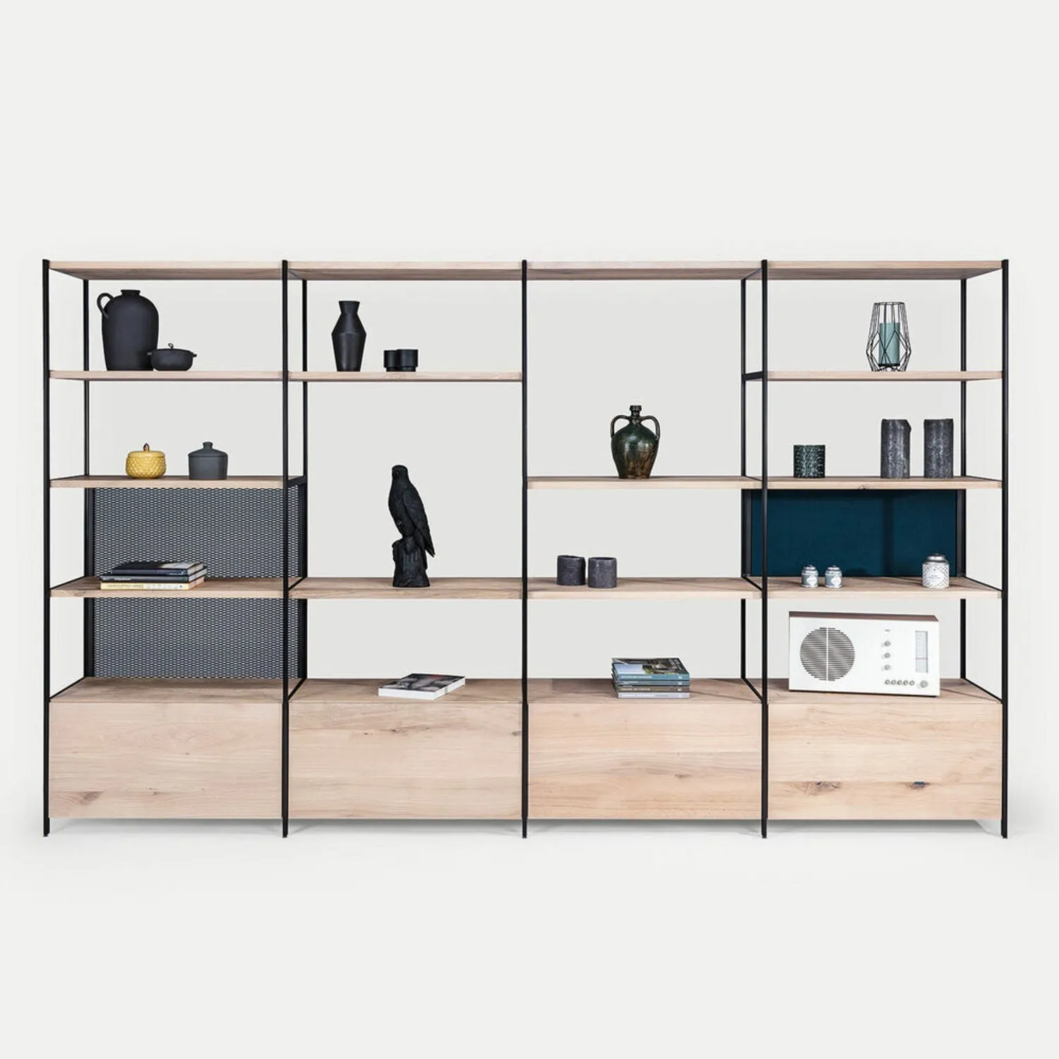 janua | bc 06 room 68 shelving system | 4x5 grid oak   black