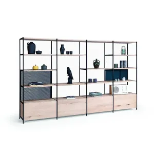 janua | bc 06 room 68 shelving system | 4x5 grid oak   black
