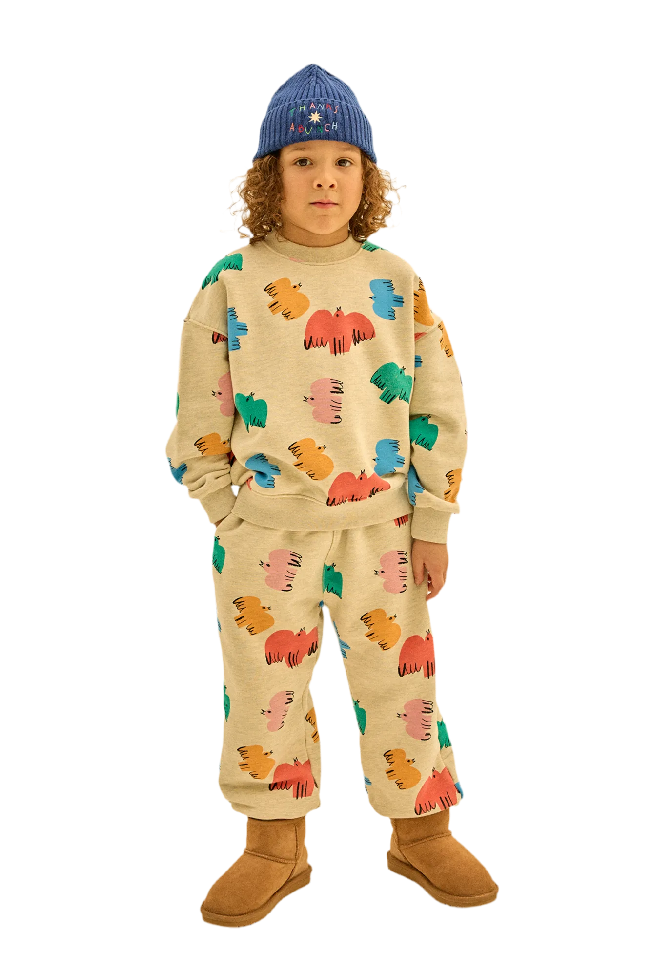 Jelly Mallow Colorful Birds Sweatshirt | Oatmeal
