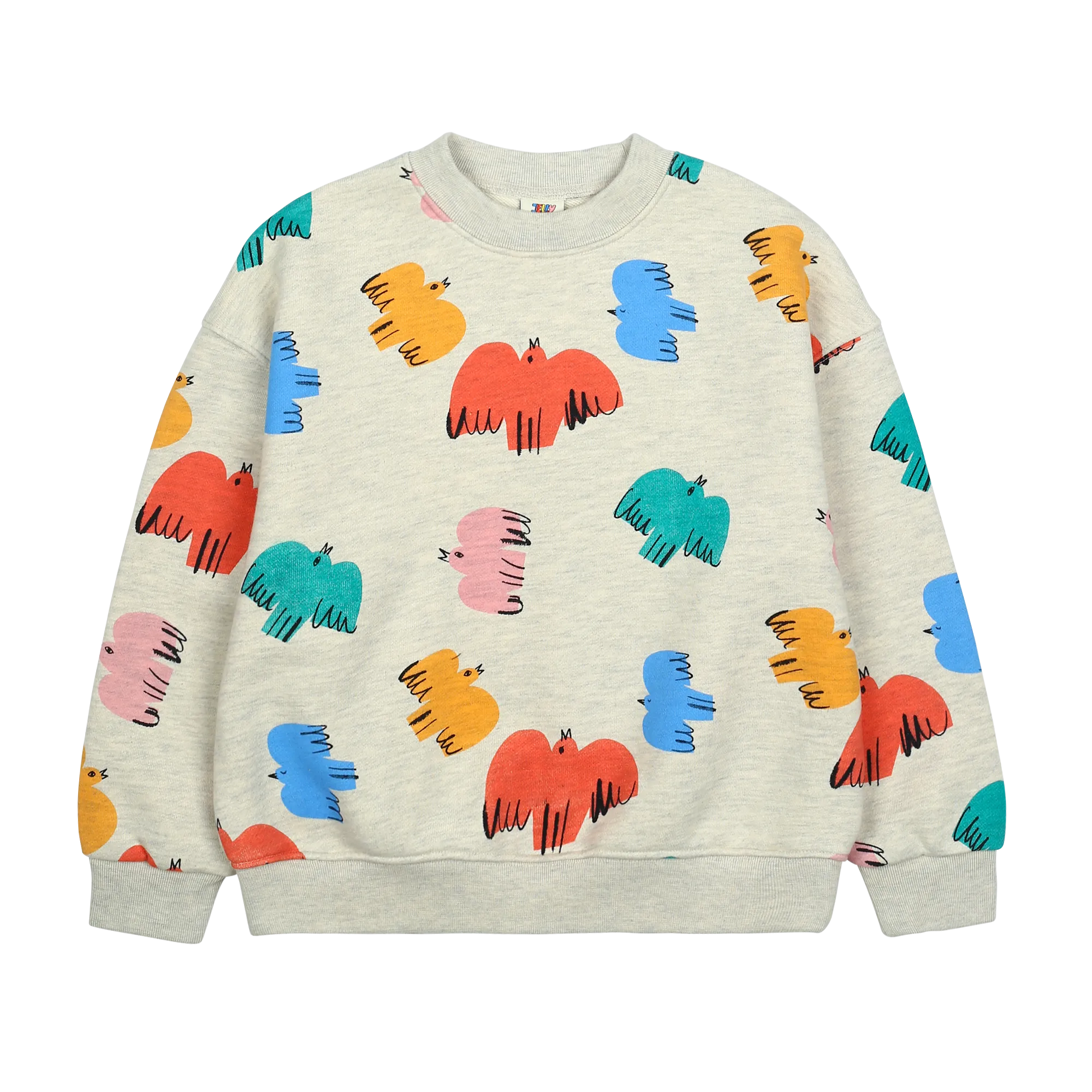 Jelly Mallow Colorful Birds Sweatshirt | Oatmeal