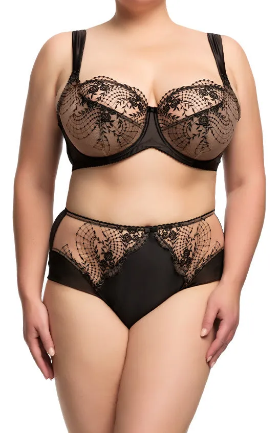 Julie's Roses High Waist Brief - Black