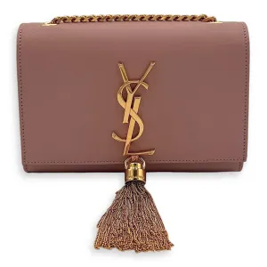 Kate Wallet On Chain Pink in Calfskin, Gold hardware
