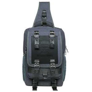 KAUKKO Canvas Crossbody Sling Bag Backpack for Cycling, Hiking, Camping, and Commuting, FD252-1 ( Grey )