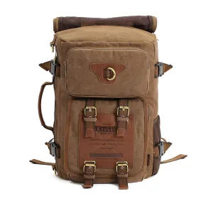 KAUKKO Vintage Canvas Backpack Handbag Shoulder Bag Multi-purpose Outdoor Travel Men Backpack, 22L ( Khaki )
