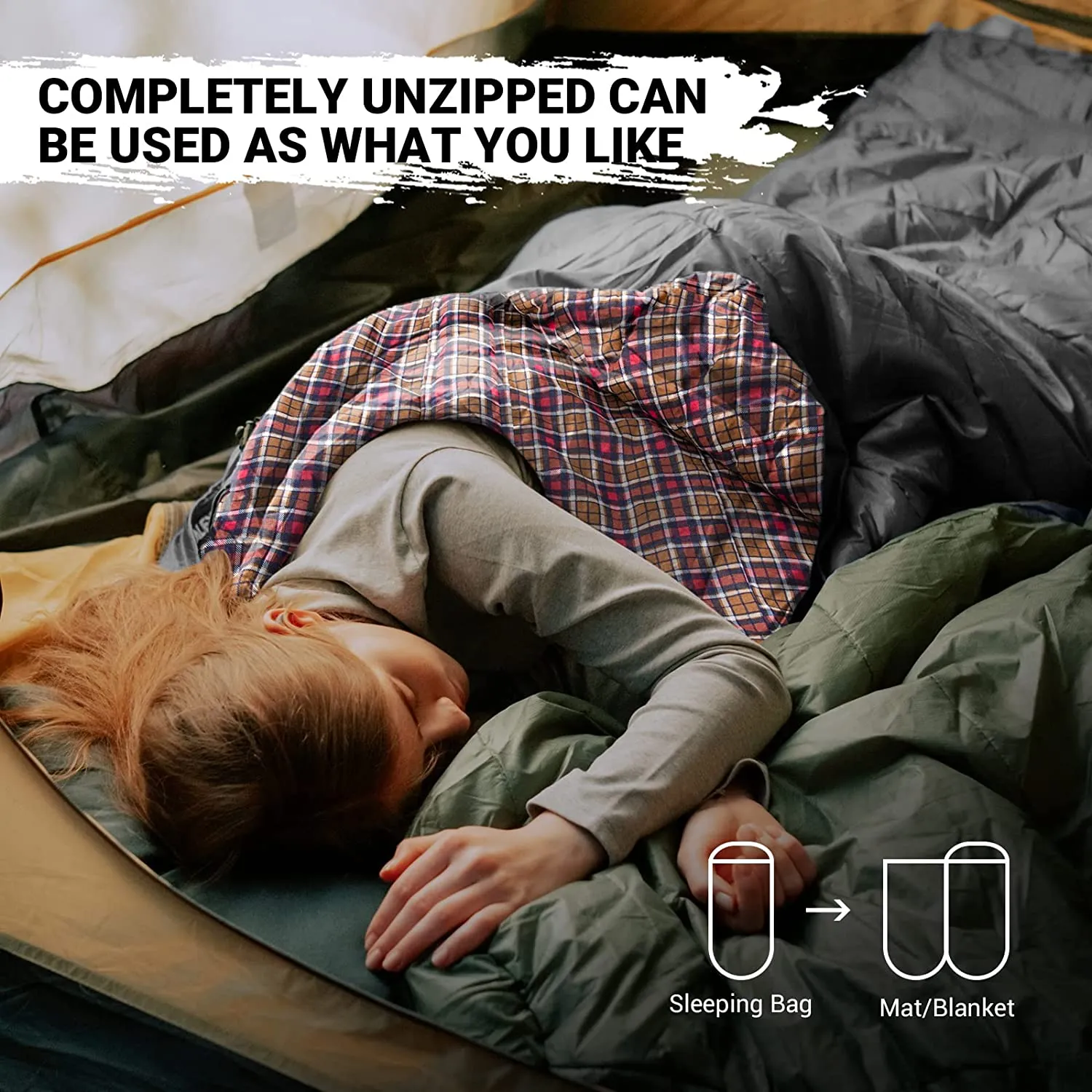 Kingcamp Teen Sleeping Bag for Kids Boys Girls Youth Cotton Flannel Lined Sleeping Bag for Backpacking Hiking Camping 20 Degree Sleeping Bag Lightweight & Waterproof
