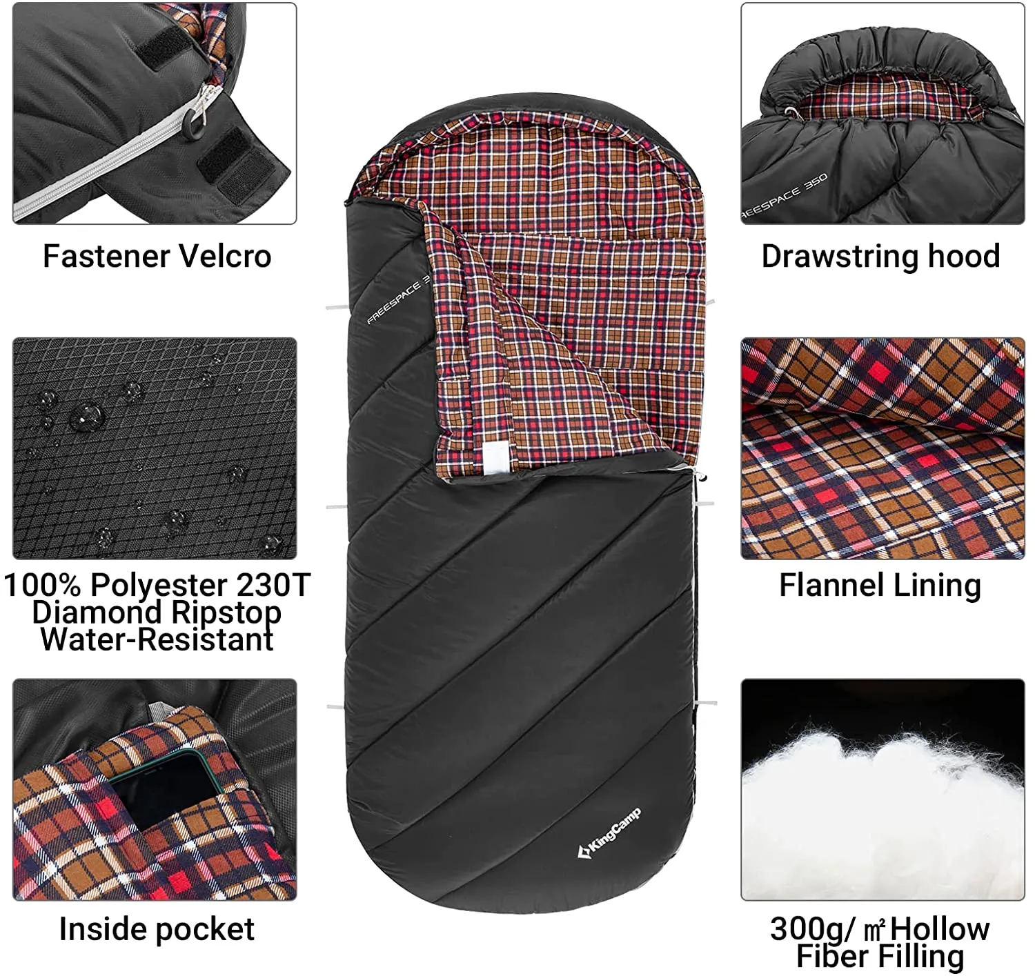 Kingcamp Teen Sleeping Bag for Kids Boys Girls Youth Cotton Flannel Lined Sleeping Bag for Backpacking Hiking Camping 20 Degree Sleeping Bag Lightweight & Waterproof