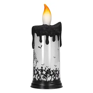 KOSDFOGE Halloween Snow Globe Candles Light, LED Terrorist Decoration Electronic Candle Lamp for Party Holiday(Dancing Skeleton)