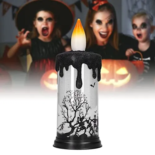KOSDFOGE Halloween Snow Globe Candles Light, LED Terrorist Decoration Electronic Candle Lamp for Party Holiday(Dancing Skeleton)