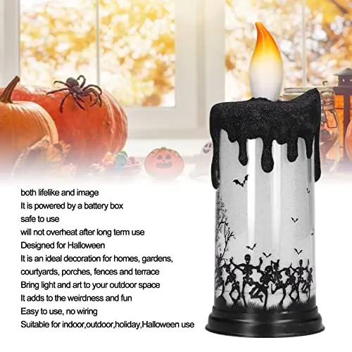 KOSDFOGE Halloween Snow Globe Candles Light, LED Terrorist Decoration Electronic Candle Lamp for Party Holiday(Dancing Skeleton)