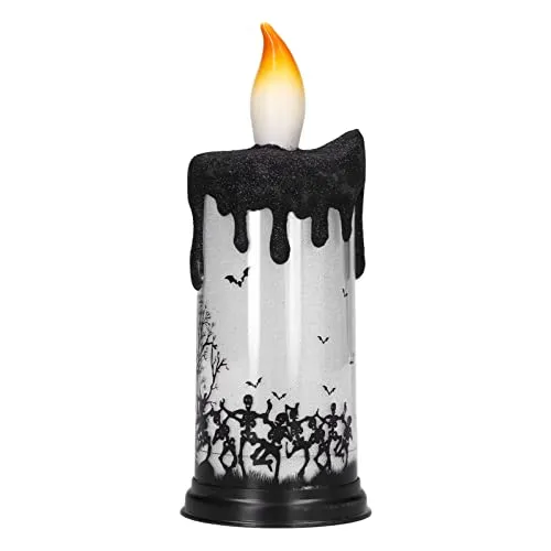 KOSDFOGE Halloween Snow Globe Candles Light, LED Terrorist Decoration Electronic Candle Lamp for Party Holiday(Dancing Skeleton)