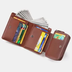 Large Capacity Leather Wallet Credit Card Holder RFID Blocking Money Organizer