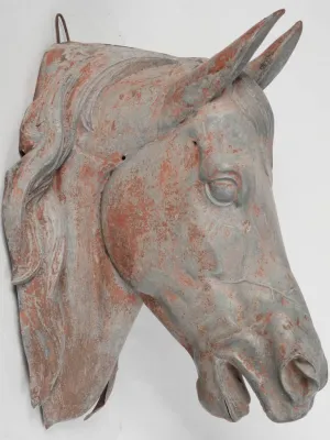 Late 19th Century French Life-Size Zinc Horse Head Sign 23¾"