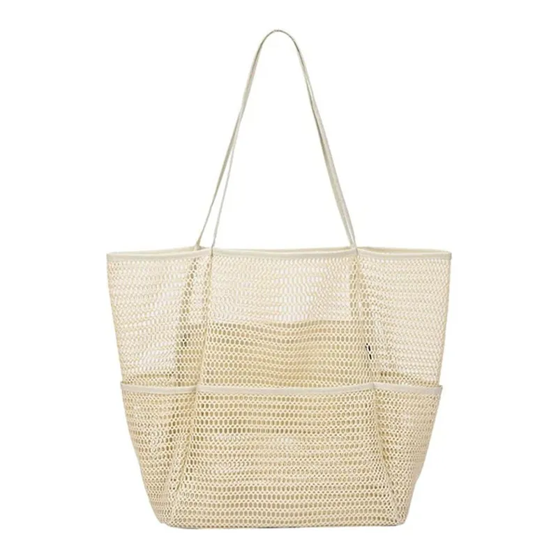 Lazy Mesh Beach Bag Multi Pockets Summer Beach Bag for Towels